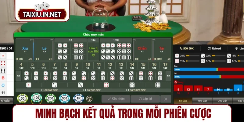 Minh bạch kết quả trong mỗi phiên cược